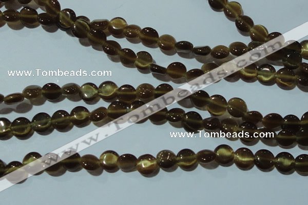 CCT458 15 inches 6mm flat round cats eye beads wholesale