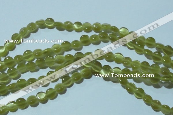 CCT459 15 inches 6mm flat round cats eye beads wholesale