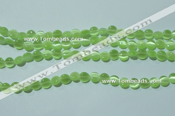 CCT460 15 inches 6mm flat round cats eye beads wholesale