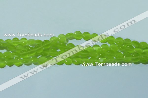 CCT461 15 inches 6mm flat round cats eye beads wholesale