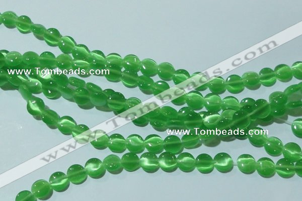 CCT462 15 inches 6mm flat round cats eye beads wholesale