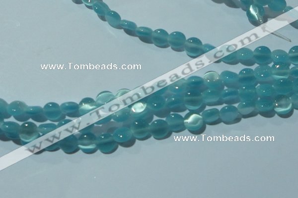 CCT463 15 inches 6mm flat round cats eye beads wholesale