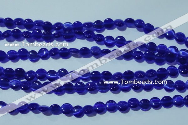 CCT466 15 inches 6mm flat round cats eye beads wholesale