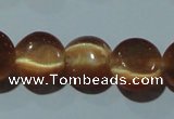 CCT488 15 inches 8mm flat round cats eye beads wholesale