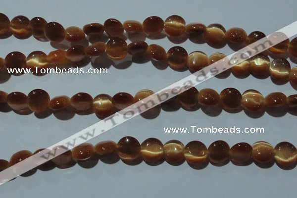 CCT488 15 inches 8mm flat round cats eye beads wholesale