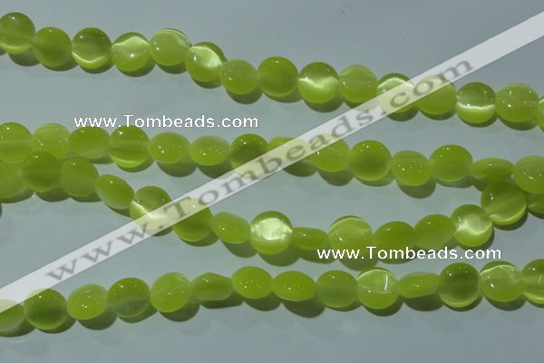 CCT494 15 inches 8mm flat round cats eye beads wholesale