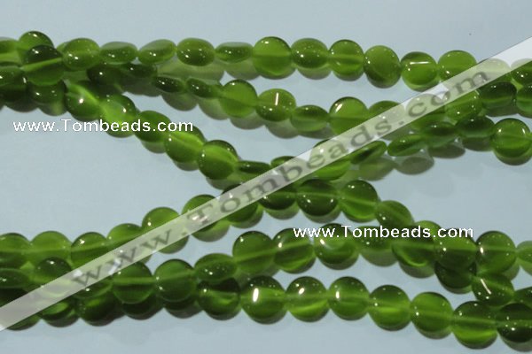 CCT495 15 inches 8mm flat round cats eye beads wholesale