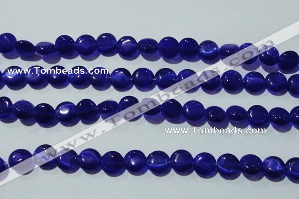 CCT498 15 inches 8mm flat round cats eye beads wholesale