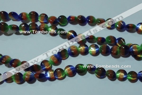 CCT499 15 inches 8mm flat round cats eye beads wholesale