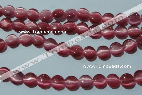 CCT513 15 inches 10mm flat round cats eye beads wholesale