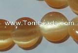 CCT516 15 inches 10mm flat round cats eye beads wholesale