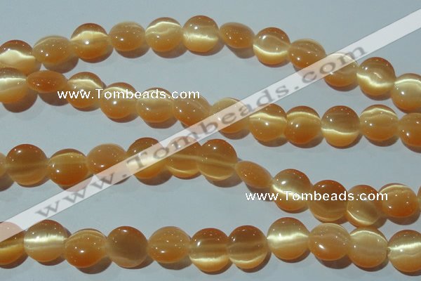 CCT516 15 inches 10mm flat round cats eye beads wholesale