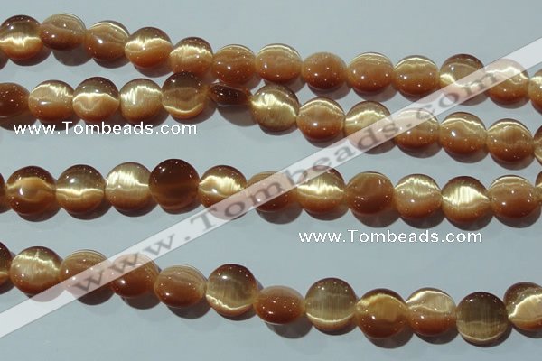 CCT517 15 inches 10mm flat round cats eye beads wholesale