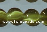 CCT518 15 inches 10mm flat round cats eye beads wholesale