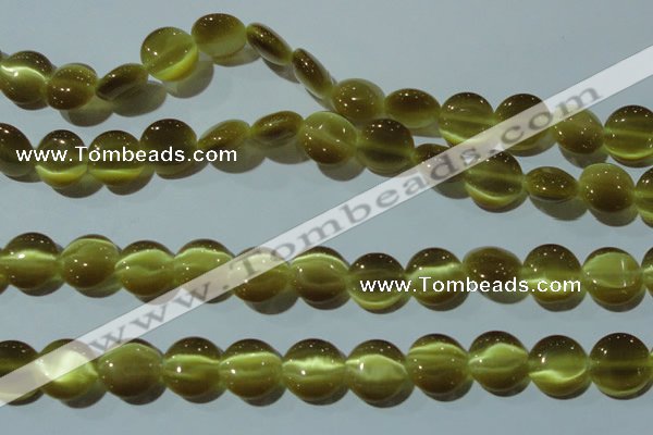 CCT518 15 inches 10mm flat round cats eye beads wholesale