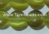 CCT519 15 inches 10mm flat round cats eye beads wholesale