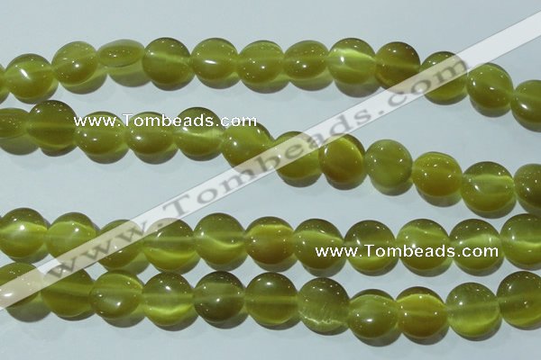 CCT519 15 inches 10mm flat round cats eye beads wholesale