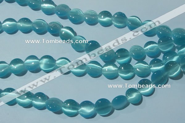 CCT524 15 inches 10mm flat round cats eye beads wholesale