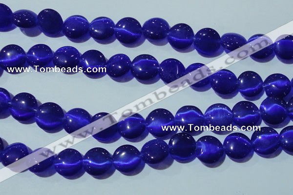 CCT525 15 inches 10mm flat round cats eye beads wholesale