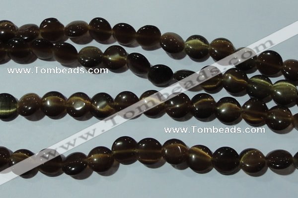 CCT527 15 inches 10mm flat round cats eye beads wholesale