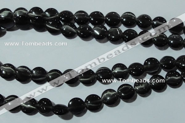 CCT529 15 inches 10mm flat round cats eye beads wholesale