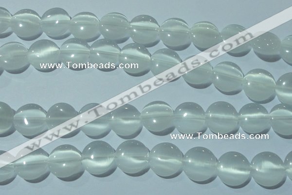 CCT540 15 inches 12mm flat round cats eye beads wholesale