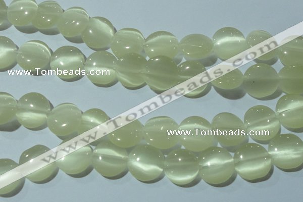 CCT541 15 inches 12mm flat round cats eye beads wholesale