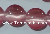 CCT545 15 inches 12mm flat round cats eye beads wholesale