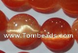 CCT546 15 inches 12mm flat round cats eye beads wholesale