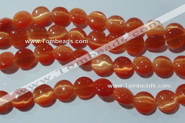 CCT546 15 inches 12mm flat round cats eye beads wholesale