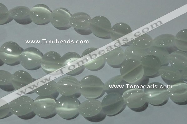 CCT570 15 inches 14mm flat round cats eye beads wholesale