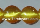 CCT571 15 inches 14mm flat round cats eye beads wholesale