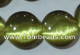 CCT573 15 inches 14mm flat round cats eye beads wholesale