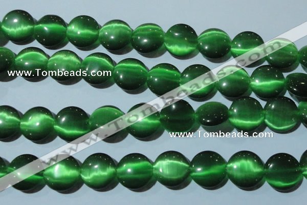 CCT576 15 inches 14mm flat round cats eye beads wholesale