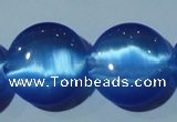 CCT578 15 inches 14mm flat round cats eye beads wholesale