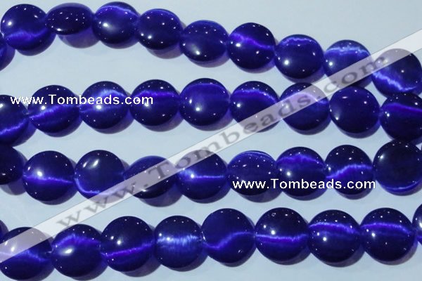 CCT580 15 inches 14mm flat round cats eye beads wholesale