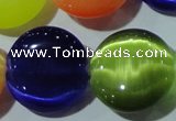 CCT581 15 inches 14mm flat round cats eye beads wholesale