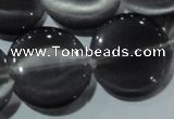 CCT583 15 inches 14mm flat round cats eye beads wholesale