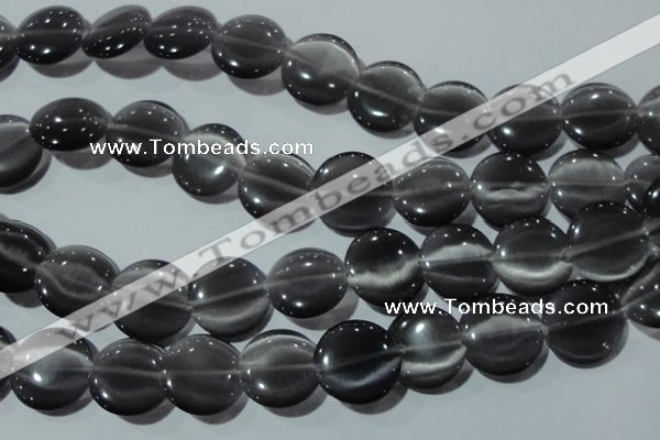 CCT583 15 inches 14mm flat round cats eye beads wholesale