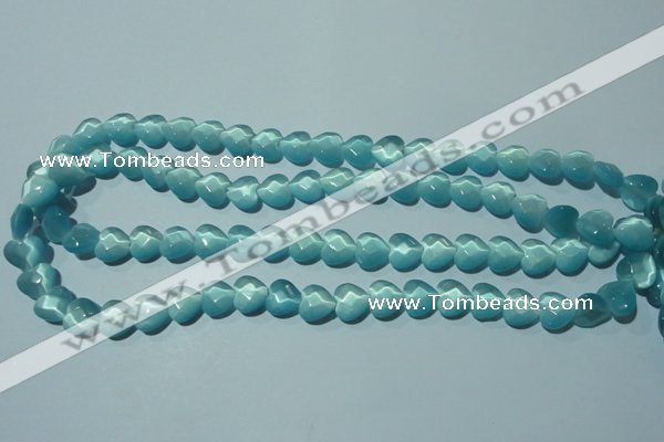 CCT963 15 inches 10*10mm faceted heart cats eye beads wholesale