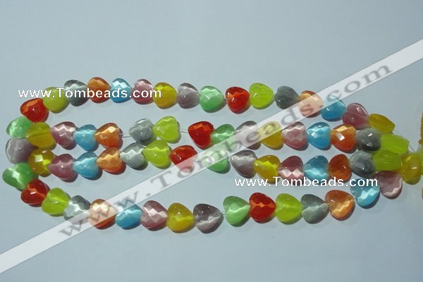 CCT973 15 inches 12*12mm faceted heart cats eye beads wholesale