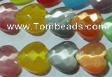 CCT980 15 inches 14*14mm faceted heart cats eye beads wholesale