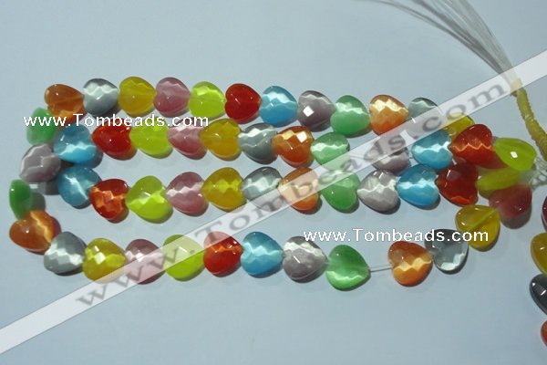 CCT980 15 inches 14*14mm faceted heart cats eye beads wholesale