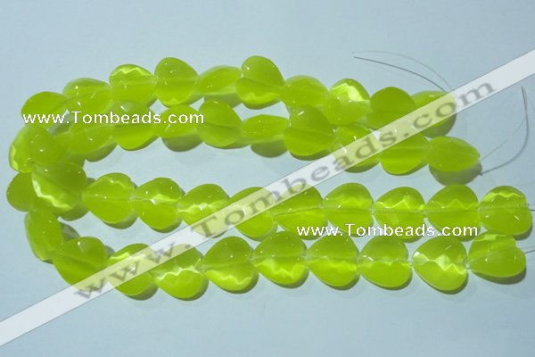 CCT990 15 inches 18*18mm faceted heart cats eye beads wholesale