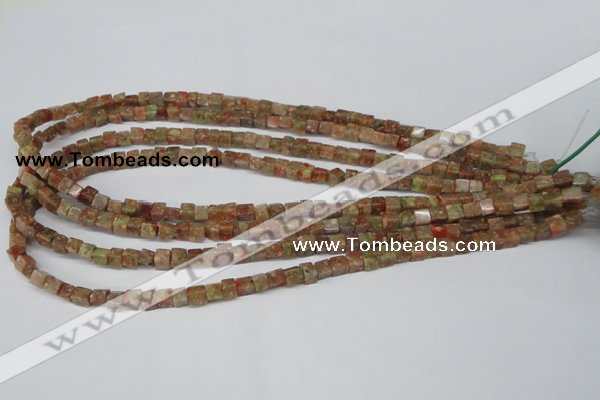 CCU05 15.5 inches 4*4mm cube New unakite beads wholesale