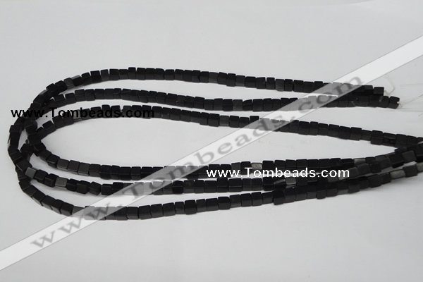 CCU09 15.5 inches 4*4mm cube black agate beads wholesale