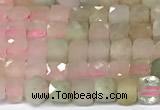 CCU1008 15 inches 4mm faceted cube morganite beads