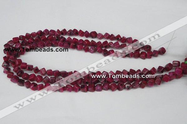 CCU102 15.5 inches 6*6mm cube dyed white jade beads wholesale