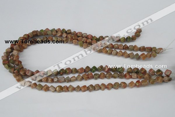 CCU103 15.5 inches 6*6mm cube New unakite beads wholesale