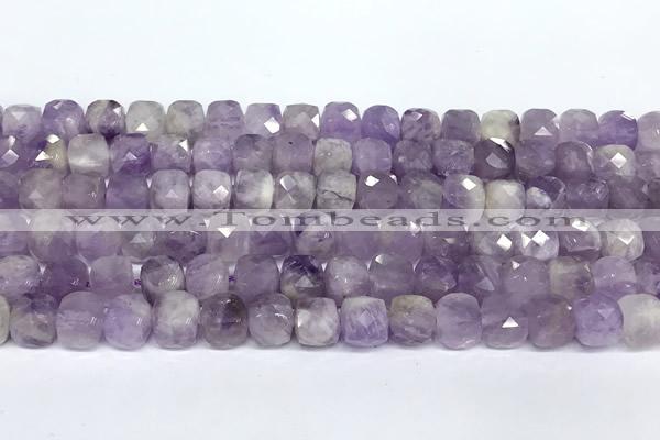 CCU1051 15 inches 8mm faceted cube lavender amethyst beads